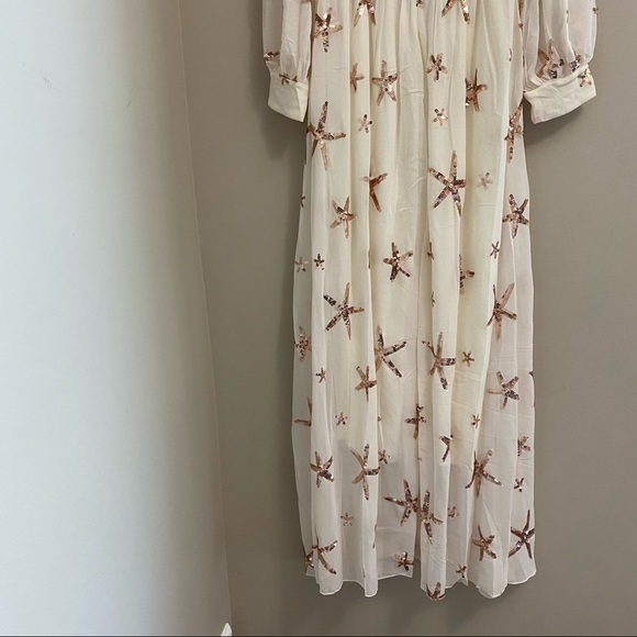 Chiffon Dress off White with Bead Work - Picture 10 of 13